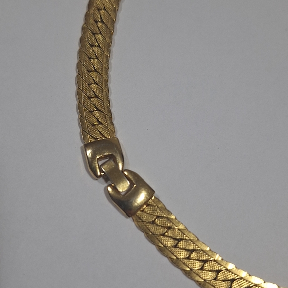 Vtg Gold Tone Clear Rhinestones Cocktail Collar Necklace 16.5" Foldover Clasp - Picture 8 of 14